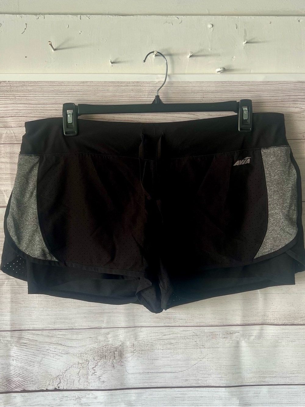 Avia Black Athletic Shorts with Gray Panels